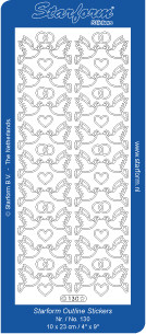 Ääriviivatarra, Kyyhkyset, sormukset ja sydämet, hopea