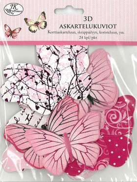 3D-askartelukuvio, Perhonen, pinkki 24kpl/pkt