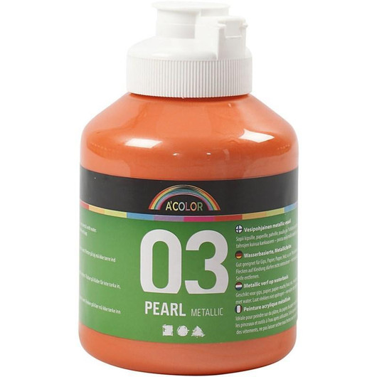 Koulu Akryylimaali Metallic, metallioranssi, 500ml