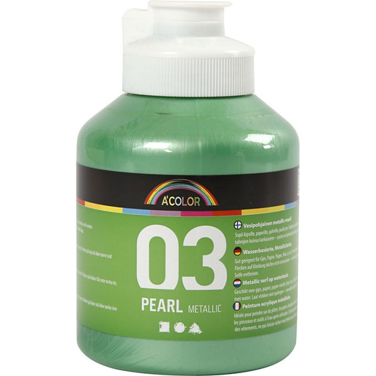 Koulu Akryylimaali Metallic, metallivaaleanvihreä, 500ml