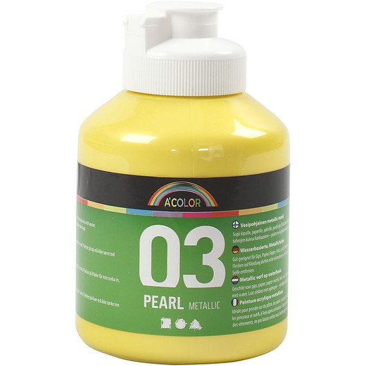 Koulu Akryylimaali Metallic, metallikeltainen, 500ml