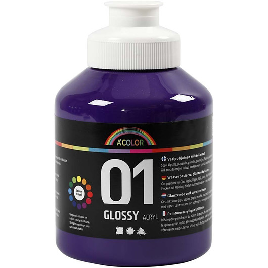 A'Color, akryylimaali, 01, kiiltävä, violetti, 500ml