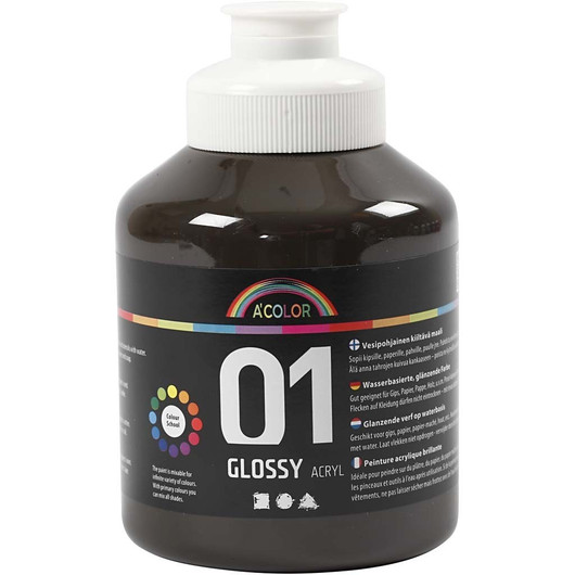 A'Color, akryylimaali, 01, kiiltävä, ruskea, 500ml
