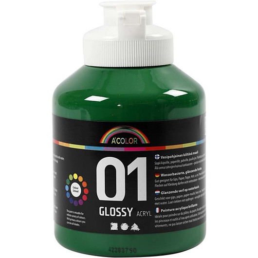 A'Color, akryylimaali, 01, kiiltävä, tummanvihreä, 500ml