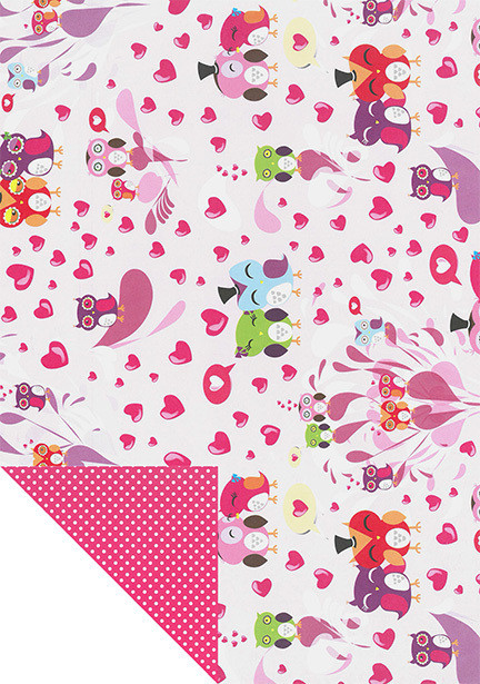 Kuviokartonki, Sydämet ja pöllöt, 300g, A4