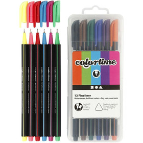 Colortime Fineliner, värilajitelma, 12kpl