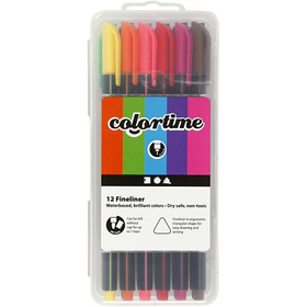 Colortime Fineliner, värilajitelma, 12kpl