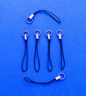 Kännykkänauha, Renkaalla, Musta, 6kpl/pkk