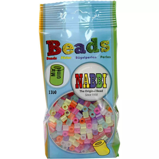 Nabbi- putkihelmet, glitter värit, 1100kpl lajitelma