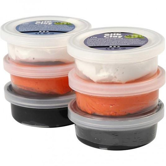 Silk Clay® silkkimassa, musta, oranssi, valkoinen, 6x14g