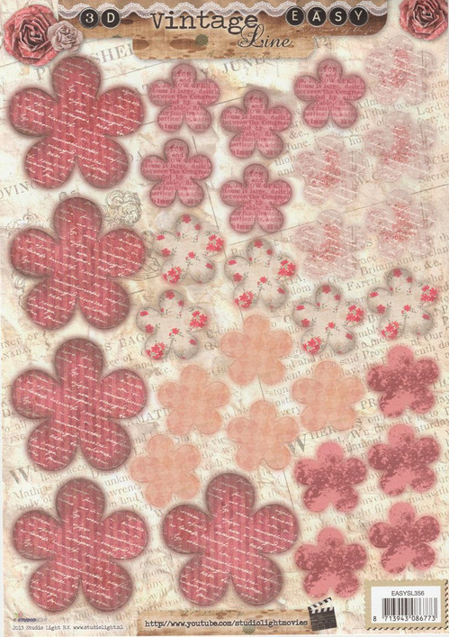 3D, A4, Stanssattu, Vintage Kukat #1