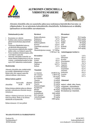 Altromin 2533 chinchillapelletti 12,5kg