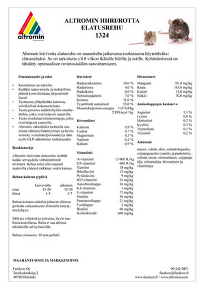 Altromin rotta/hiiri 1324 elatuspelletti 1kg