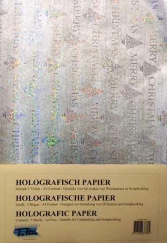 Hologrammipaperi, Merry Christmas, hopea, 5 arkkia