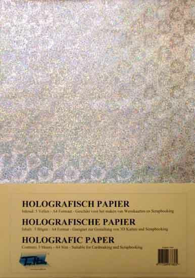 Hologrammipaperi, Sydän, hopea, 5 arkkia