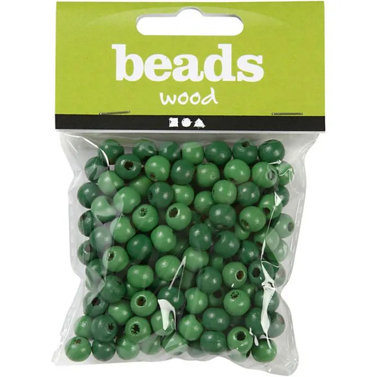 Puuhelmet, halk. 10mm, aukon koko 3mm, vihreä, 20g/pkk, n70kpl