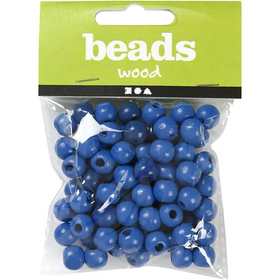 Puuhelmet, halk. 8mm, aukon koko 2mm, sininen, 15g/pkk, 80kpl