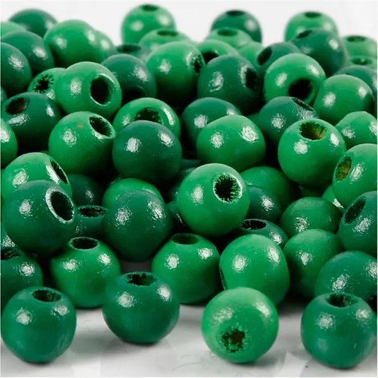 Puuhelmet, halk. 8mm, aukon koko 2mm, vihreä, 15g/pkk, 80kpl
