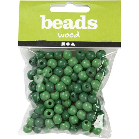 Puuhelmet, halk. 8mm, aukon koko 2mm, vihreä, 15g/pkk, 80kpl