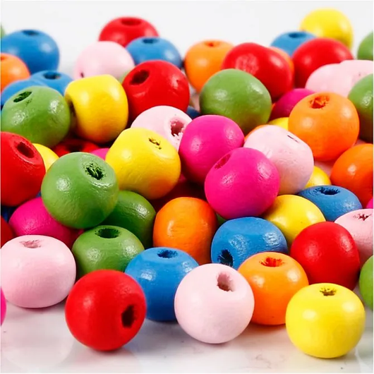 Puuhelmet, halk. 8mm, aukon koko 1,5-2mm, värilajitelma, 16g/pkk