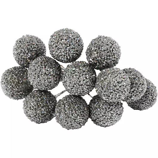 Muovimarjat, hopea, 12kpl, 1pkk