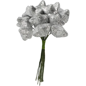 Muovitähdet, hopea, 12kpl, 1pkk