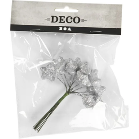 Muovitähdet, hopea, 12kpl, 1pkk