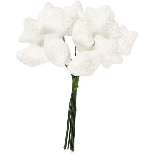 Muovitähdet, valkoinen, 12kpl, 1pkk