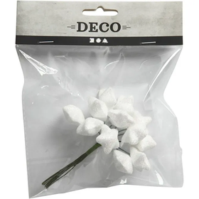 Muovitähdet, valkoinen, 12kpl, 1pkk