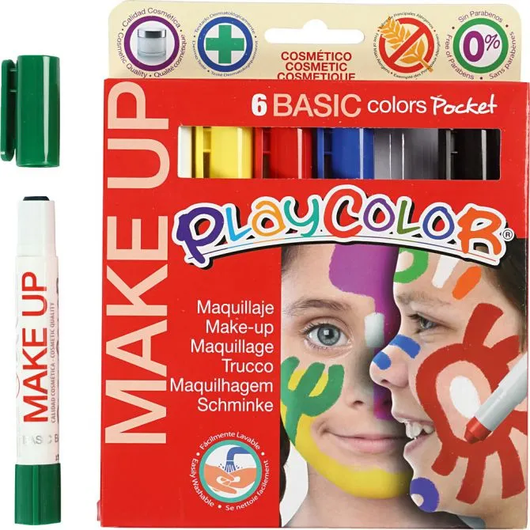 Playcolor-kasvovärikynät, värilajitelma, 6x5g/pkk