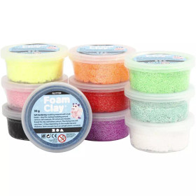 Foam Clay® Helmimassa, Glitter, värilajitelma, 10x35g
