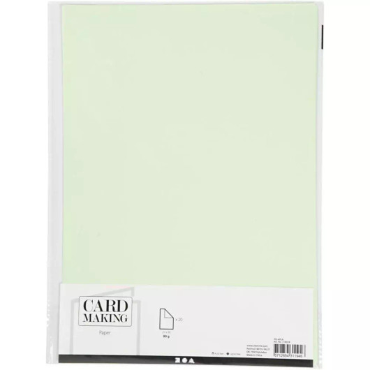 Paperi, A4, 80g, Vaaleanvihreä, 20kpl/pkk