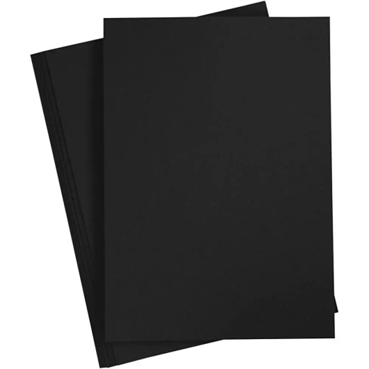 Kartonki, A4, 220g, Musta, 10kpl/pkk