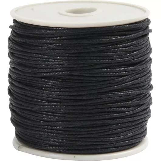Puuvillanyöri, paksuus 1mm, musta, 40m/ 1rll