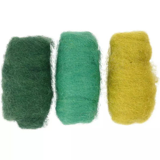Karstattu villa, vihreä/turkoosi/keltainen, 3x10g/pkk