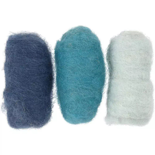 Karstattu villa, siniset sävyt, 3x10g/pkk