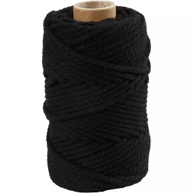 Makrameenyöri, Pituus 55m, halk. 4mm, musta, 330g/rll