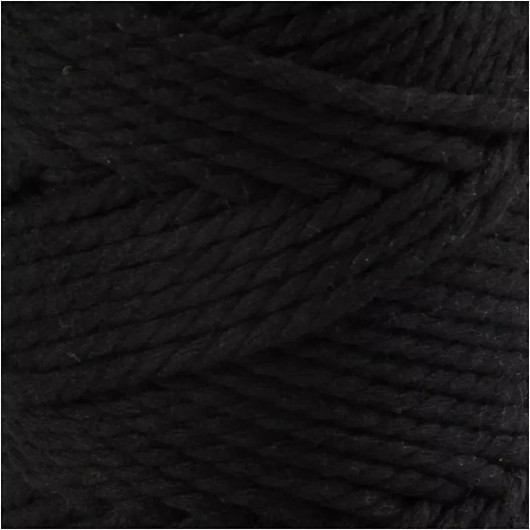 Makrameenyöri, Pituus 55m, halk. 4mm, musta, 330g/rll