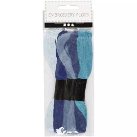 Kirjontalankalajitelma, paksuus 1mm, siniset sävyt, 6 kerä/pkk