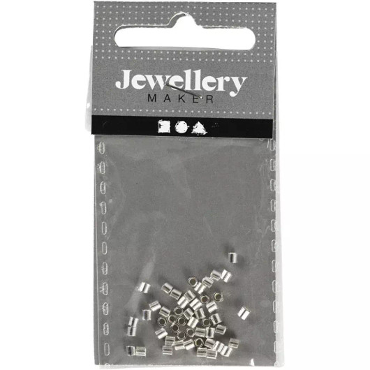 Lukitushelmi, halk. 2mm, sterling-hopea, 50kpl/pkk