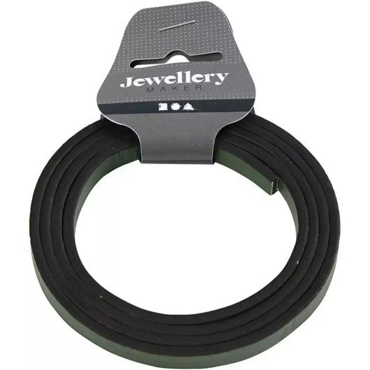 Keinonahkanauha, Lev: 10mm, paksuus 3mm, vihreä, 1m/pkk