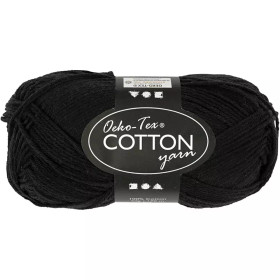 Puuvillalanka, nro 8/4, Pit. 170m, musta, 50g/ 1 kerä