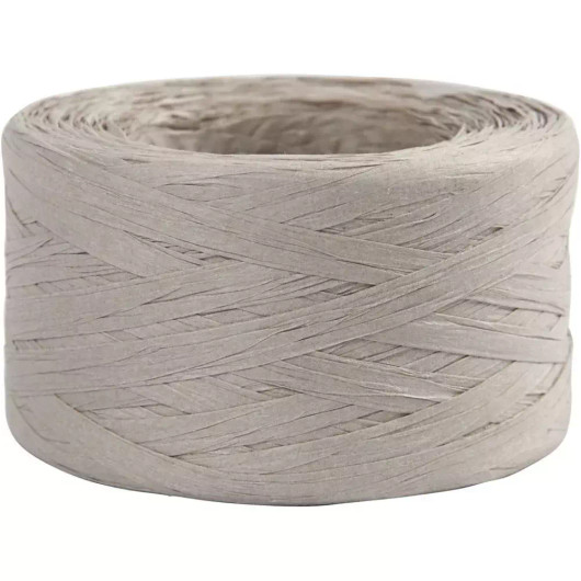 Raffia- Paperinaru, Lev: 7-8mm, vaaleanharmaa, 100m/ 1 rll