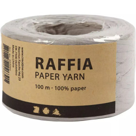 Raffia- Paperinaru, Lev: 7-8mm, vaaleanharmaa, 100m/ 1 rll