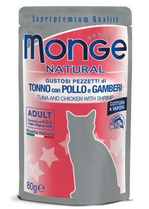 Monge Natural, tonnikala, kana & katkarapu, 24x80g