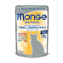 Monge Natural KITTEN, Tonnikala & kananmaksa, 24x80g
