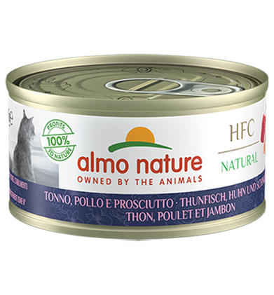 HFC Natural cat, tonnikala, kana & kinkku, 24x70g, á 1,33€