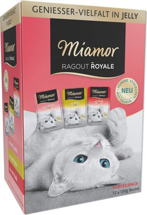 Ragout Royale Jelly, Kalkkuna, Lohi ja Vasikka, 12×100g
