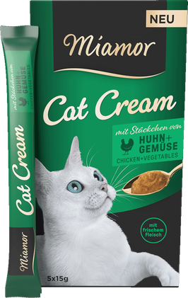Miamor, Cat Snack (Cream), kana & kasvikset 5x15g