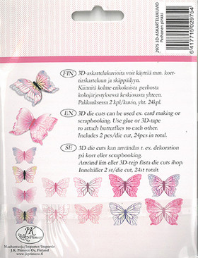 3D-askartelukuvio, Perhonen, pinkki 24kpl/pkt